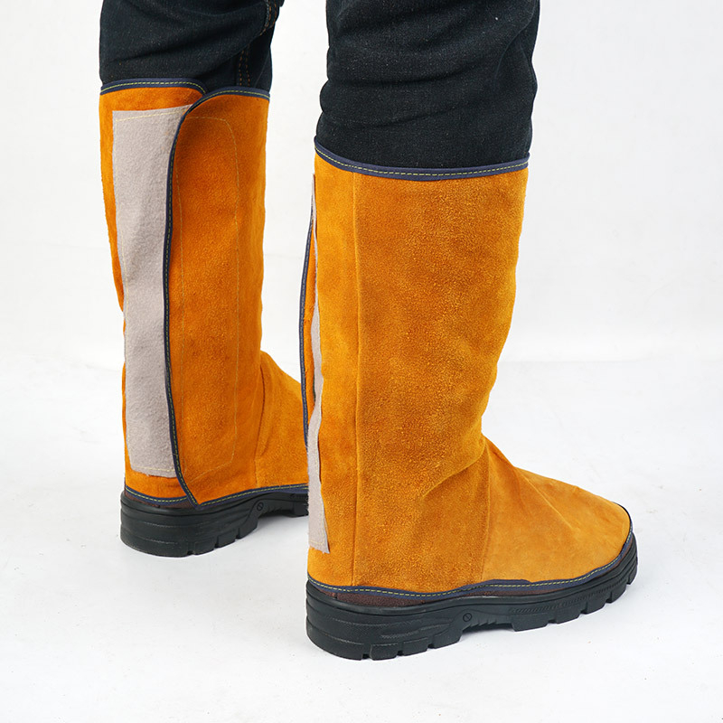 Заваръчен крачен защитник от кравешка кожа със защита срещу пръски и топлинен щит, издръжлив кожен предпазник за крак