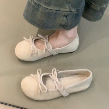 Pantofi dama din velur – vârf rotund, slip-on, fără șireturi, talpă din cauciuc, design plat