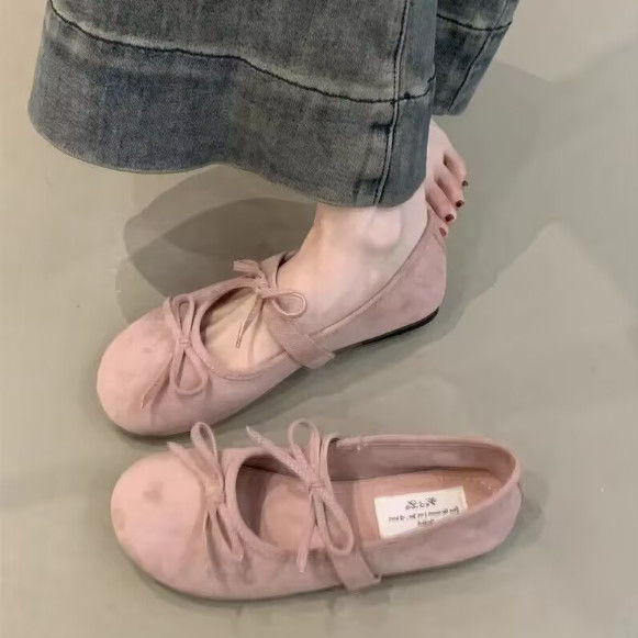 Pantofi dama din velur – vârf rotund, slip-on, fără șireturi, talpă din cauciuc, design plat