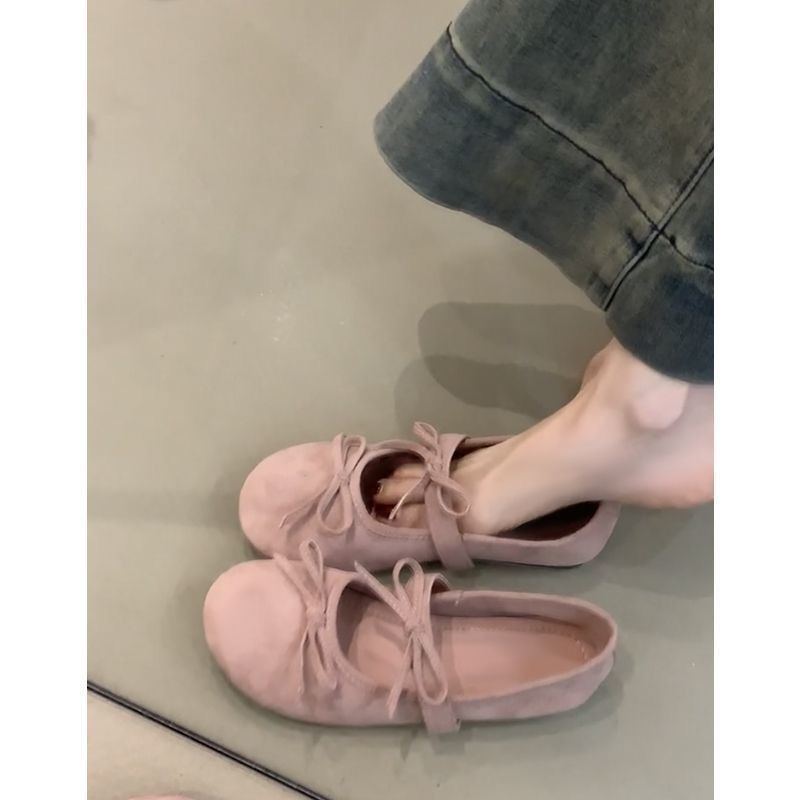 Pantofi dama din velur – vârf rotund, slip-on, fără șireturi, talpă din cauciuc, design plat