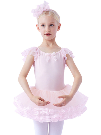 Detské baletné šaty na leto s krátkymi rukávmi, 93,2% bavlna, pre vek 3–8 rokov