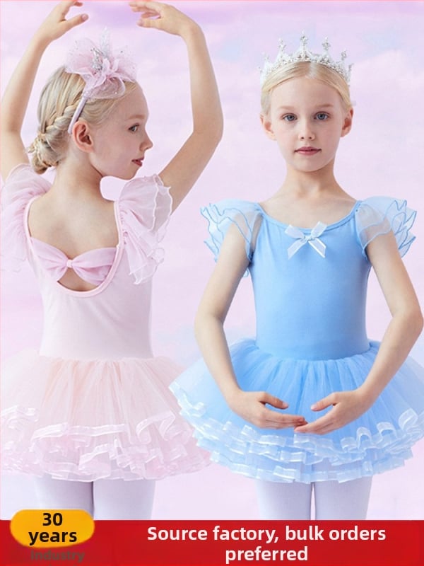 Detské baletné šaty na leto s krátkymi rukávmi, 93,2% bavlna, pre vek 3–8 rokov