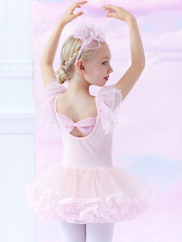 Detské baletné šaty na leto s krátkymi rukávmi, 93,2% bavlna, pre vek 3–8 rokov