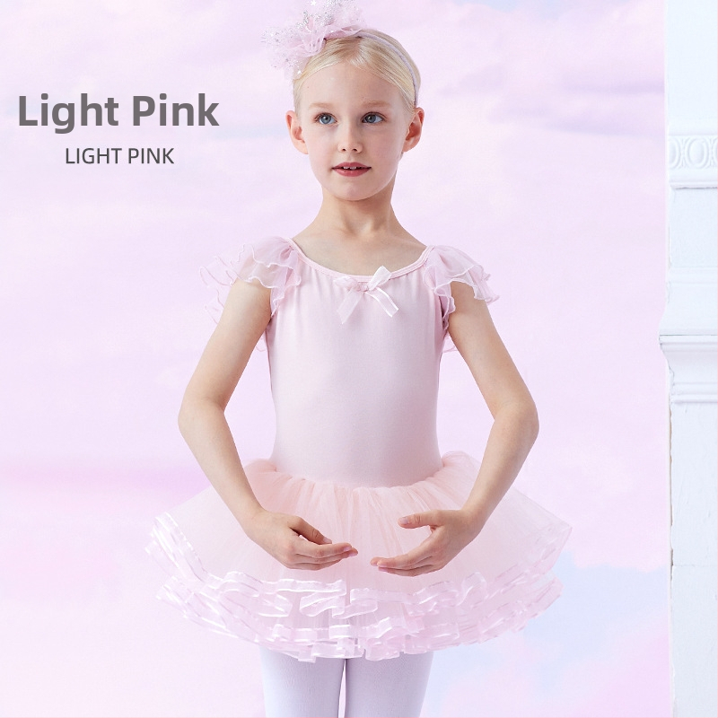 Detské baletné šaty na leto s krátkymi rukávmi, 93,2% bavlna, pre vek 3–8 rokov