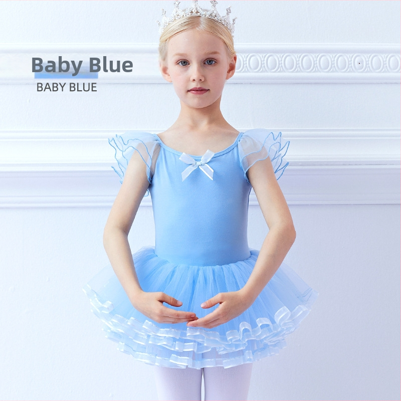 Detské baletné šaty na leto s krátkymi rukávmi, 93,2% bavlna, pre vek 3–8 rokov
