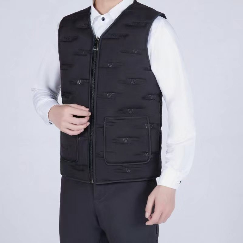 Pánska bavlnená vesta, hrubšia, jesenný-zimný štýl, biznis formálny strih, úzka línia, vrecká s 3D nášivkami