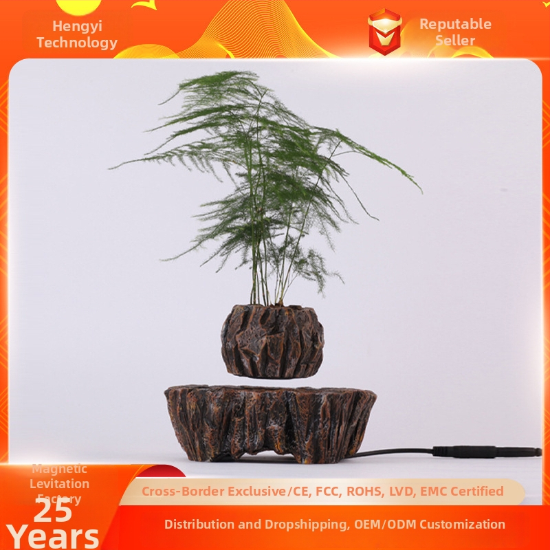 Závesná váza zo živice s magnetickým podvesením – vnútorná dekorácia, vzhľad keramickej imitácie, moderný minimalistický štýl