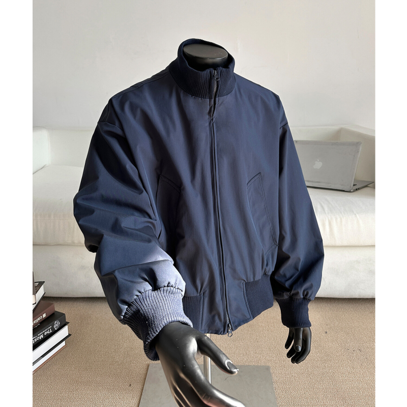 Muška bomber jakna japanski retro stil, stojeći ovratnik, zatvarač, širok kroj.