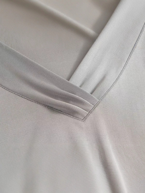 Ženska svilena majica s dugim rukavima, V-dekolte, pleteni