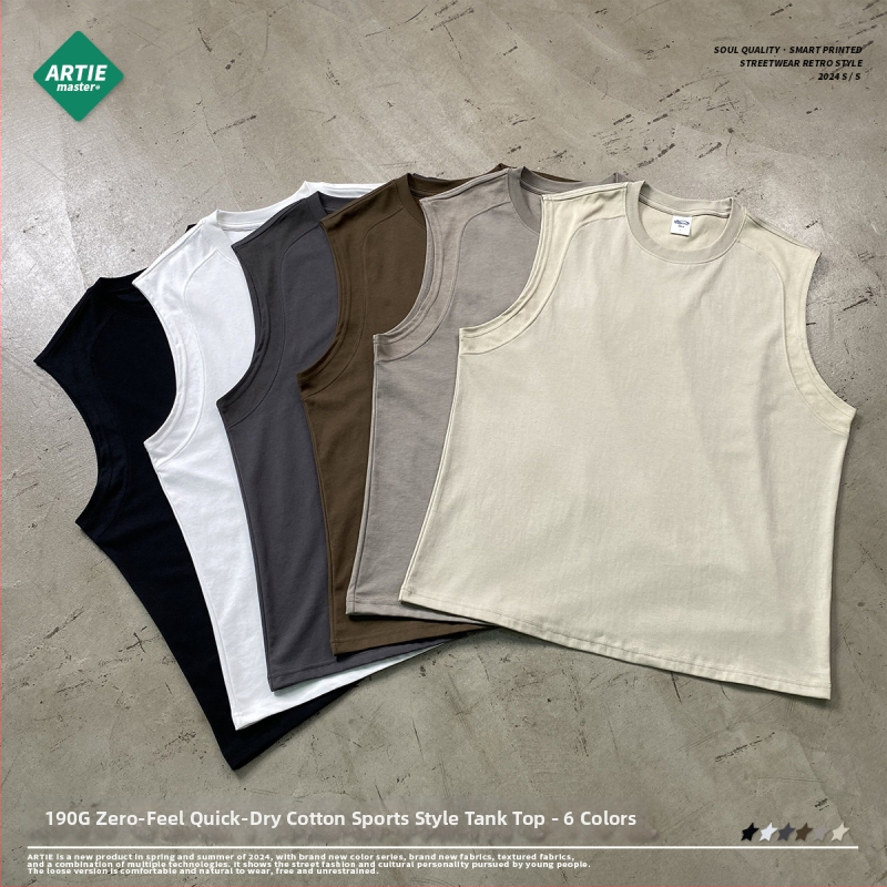 Artiemaster pánska športová vesta — voľný strih, zmes bavlny (56% bavlna), Cotton Blend látka, štýl farebný blok, jar 2025