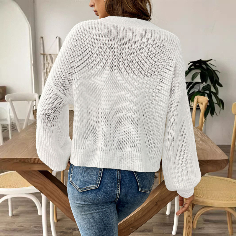 Cardigan pulover od pliš materijala jelena, 95%+ poliestera, V-izrez, dugi rukavi, 3-gumb plasti