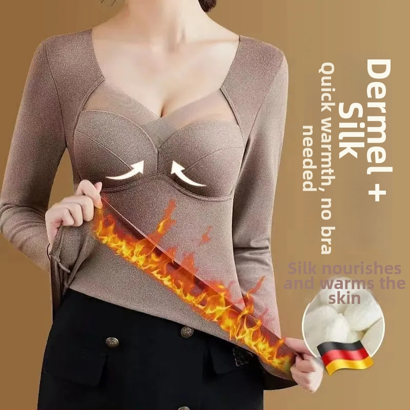 Viengabala termālais apģērbs ar iebūvētu krūšu paliktni, iekšējais flīss, gari piedurknes, apkures funkcija