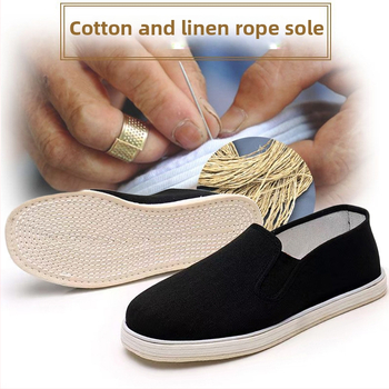 Pánske plátenné topánky s viacvrstvovou podrážkou – bavlnené vrchné, okrúhla špička, priedušné, plochá podrážka