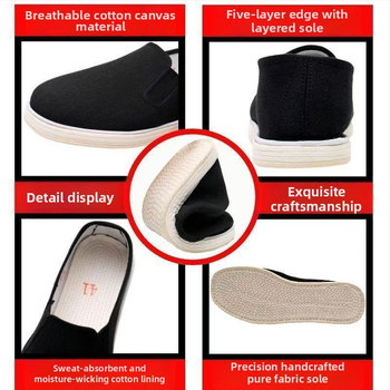 Pánske plátenné topánky s viacvrstvovou podrážkou – bavlnené vrchné, okrúhla špička, priedušné, plochá podrážka