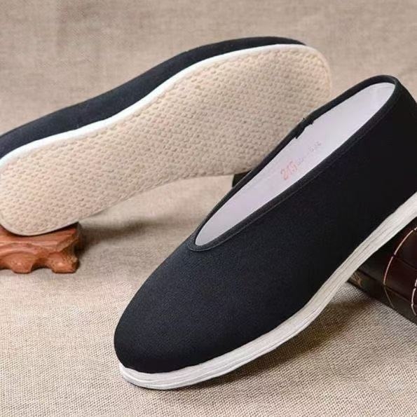 Pánske plátenné topánky s viacvrstvovou podrážkou – bavlnené vrchné, okrúhla špička, priedušné, plochá podrážka