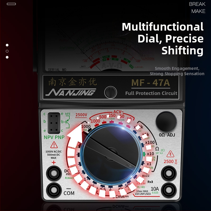 MF47A mehāniskais analogo multimetrs — augsta precizitāte, adatas indikators, MF47A modelis