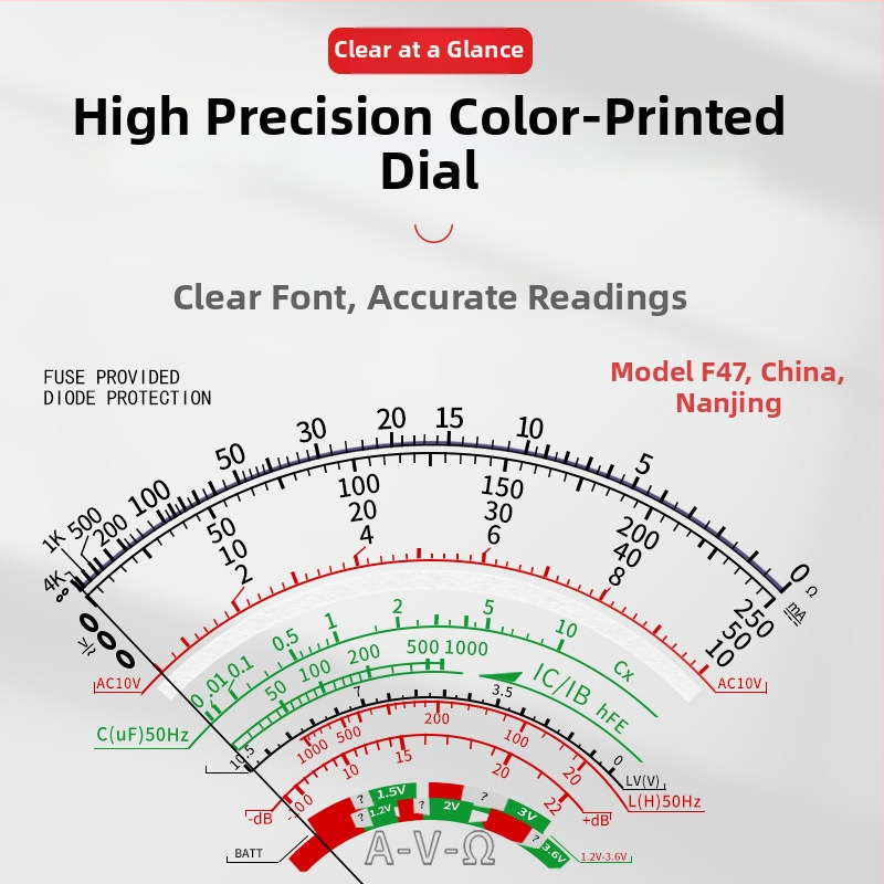 MF47A mehāniskais analogo multimetrs — augsta precizitāte, adatas indikators, MF47A modelis