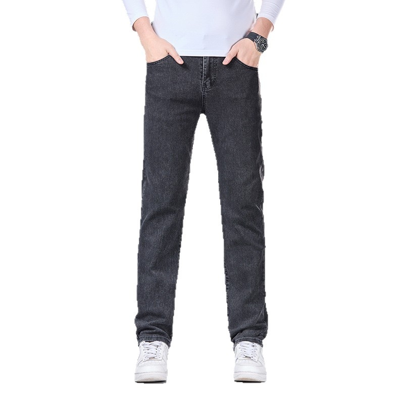 Pánske džínové nohavice na zimu s flísovou podšívkou, rovný strih, stredný pás, zips, zloženie: 70% bavlna / 28% polyester / 2% elastán