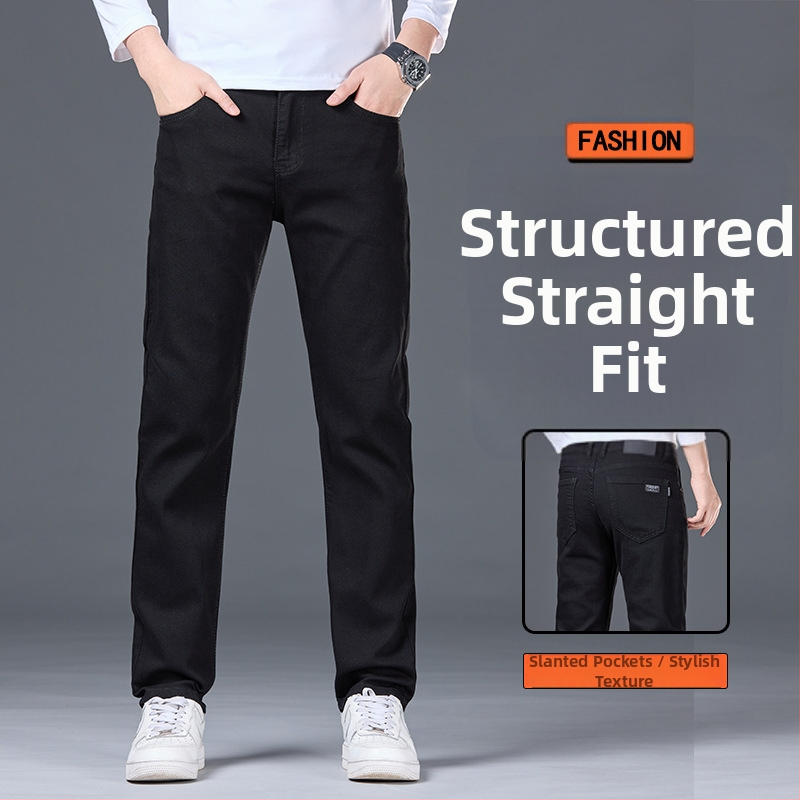 Pánske džínové nohavice na zimu s flísovou podšívkou, rovný strih, stredný pás, zips, zloženie: 70% bavlna / 28% polyester / 2% elastán