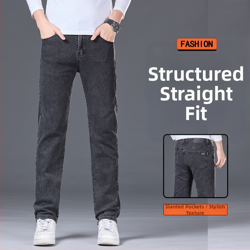 Pánske džínové nohavice na zimu s flísovou podšívkou, rovný strih, stredný pás, zips, zloženie: 70% bavlna / 28% polyester / 2% elastán