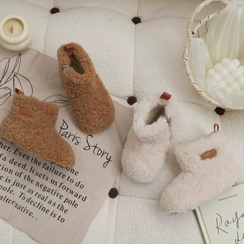 Detské zimné topánky pre dievčatá, fleece podšívka, bez šnúrok, gumová podrážka, hrubšia izolácia