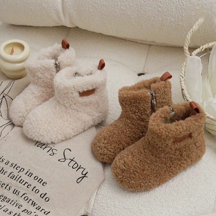 Detské zimné topánky pre dievčatá, fleece podšívka, bez šnúrok, gumová podrážka, hrubšia izolácia