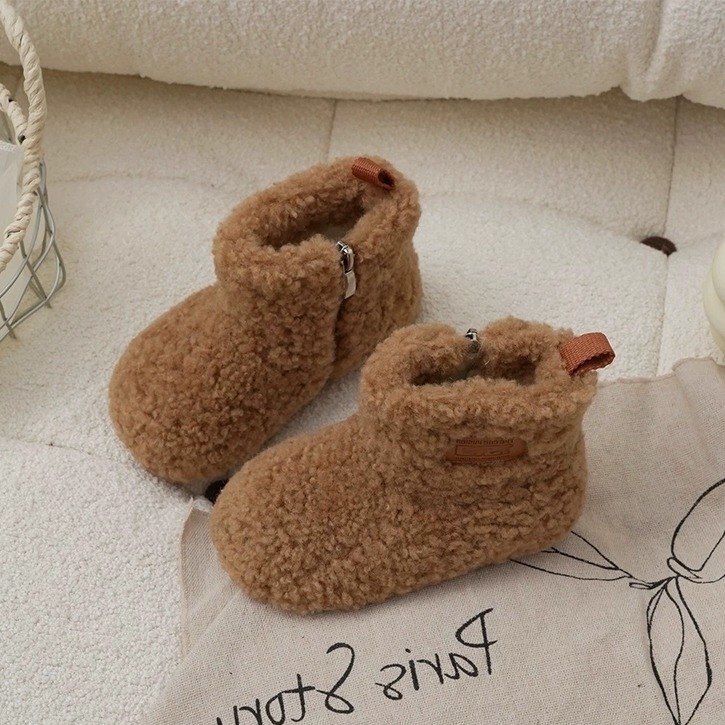 Detské zimné topánky pre dievčatá, fleece podšívka, bez šnúrok, gumová podrážka, hrubšia izolácia