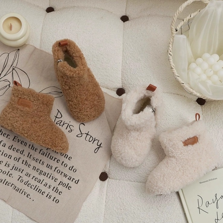 Detské zimné topánky pre dievčatá, fleece podšívka, bez šnúrok, gumová podrážka, hrubšia izolácia