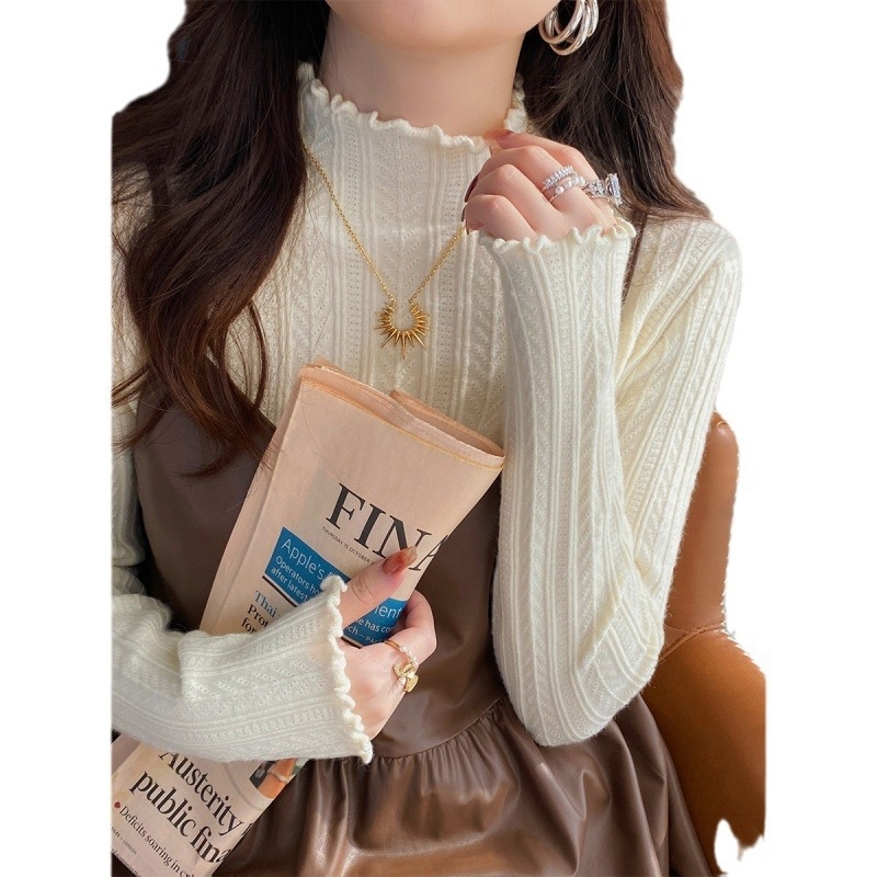 Svetri z akrylu s polovičným vysokým golierom, dlhé rukávy, úzky strih, mäkká látka