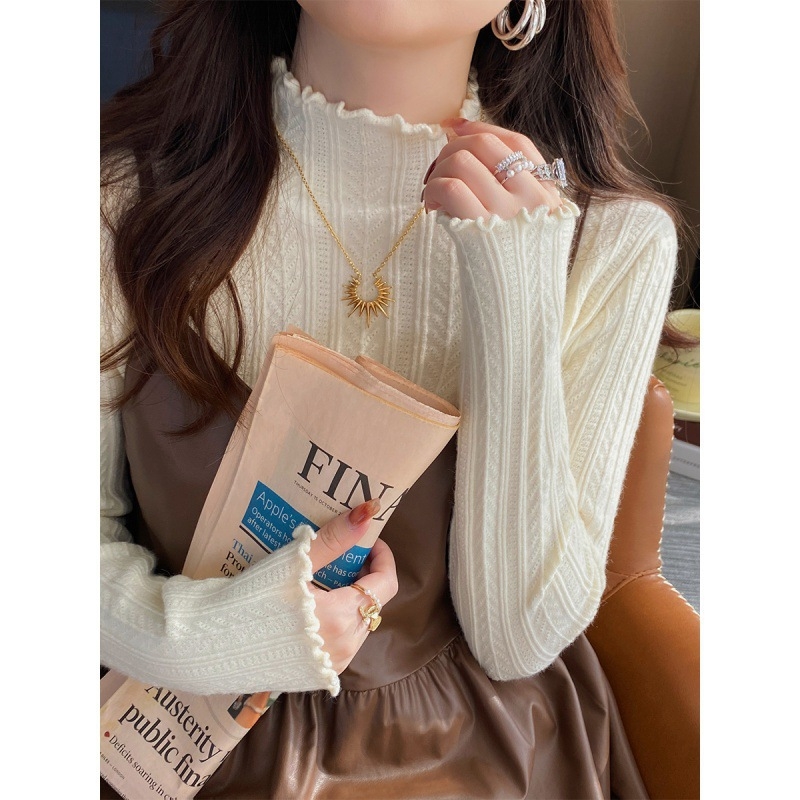 Svetri z akrylu s polovičným vysokým golierom, dlhé rukávy, úzky strih, mäkká látka