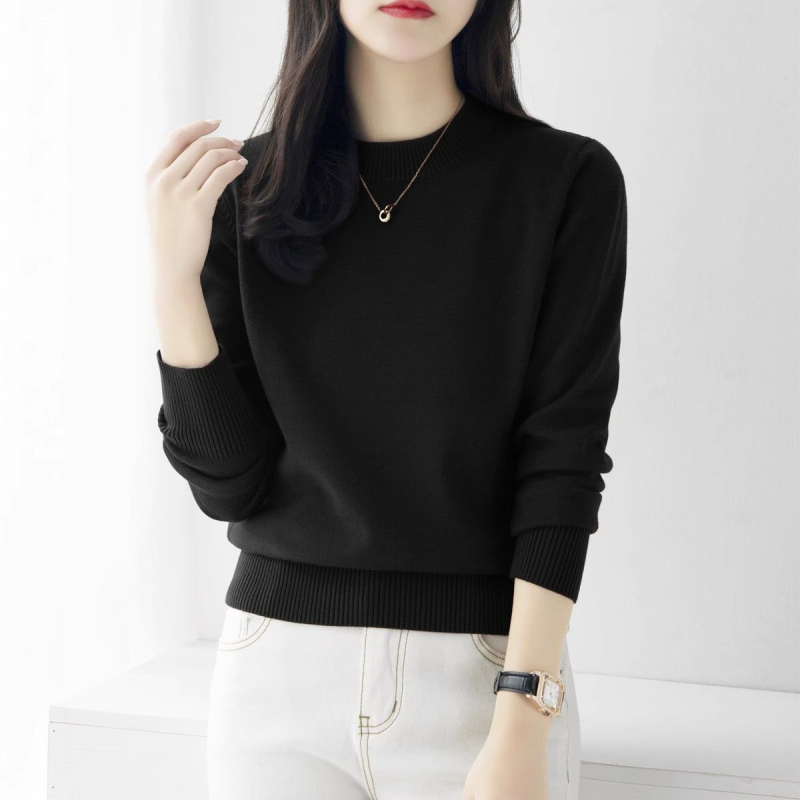 Viskózový sveter z viskózového vlákna s polovičnou vysokou golou, dlhé rukávy, hrubý úplet