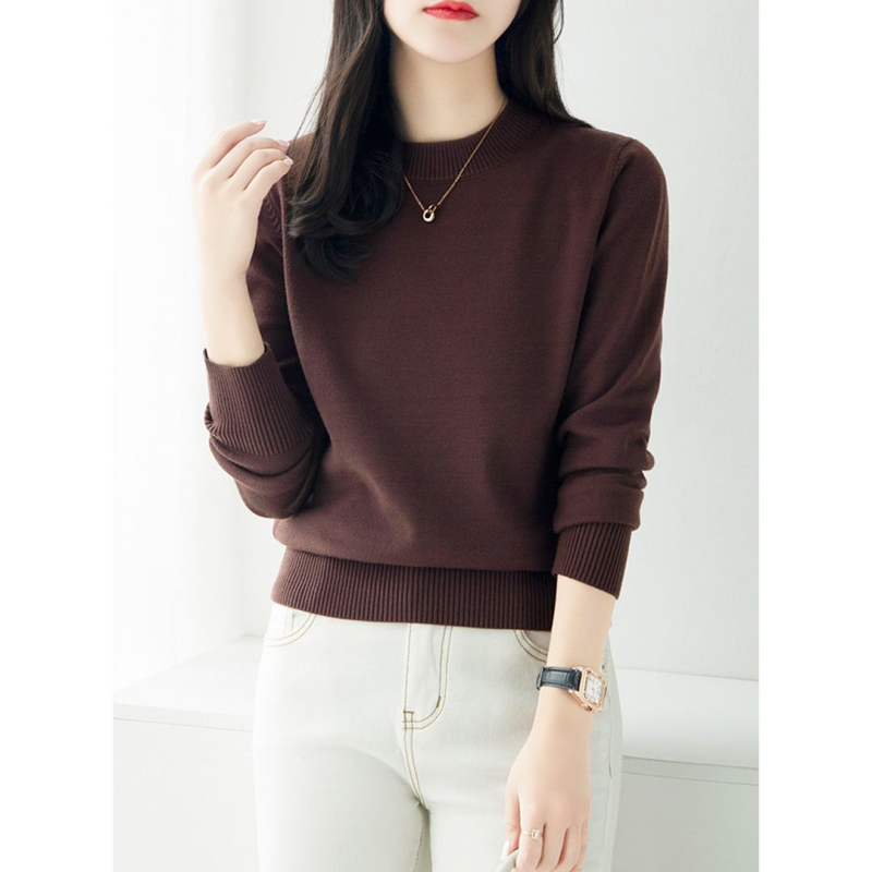 Viskózový sveter z viskózového vlákna s polovičnou vysokou golou, dlhé rukávy, hrubý úplet