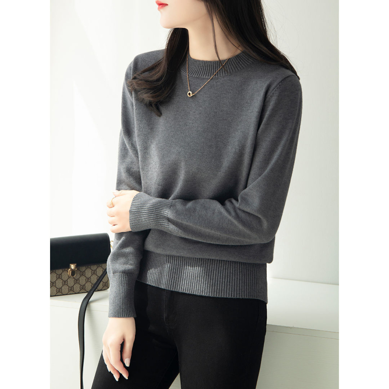 Viskózový sveter z viskózového vlákna s polovičnou vysokou golou, dlhé rukávy, hrubý úplet