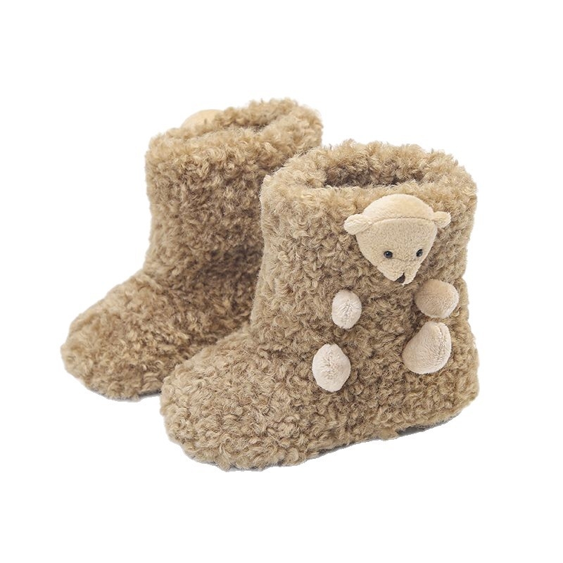 Dječje zimske čizme u korejskom stilu s podstavom od ovčje vune, unisex, slip-on, gumeni potplat