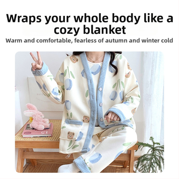 Po pôrode pyžamová sada na dojčenie, jeseň-zima, tri diely, polyester, hrubá látka, dlhé rukávy, dlhé nohavice