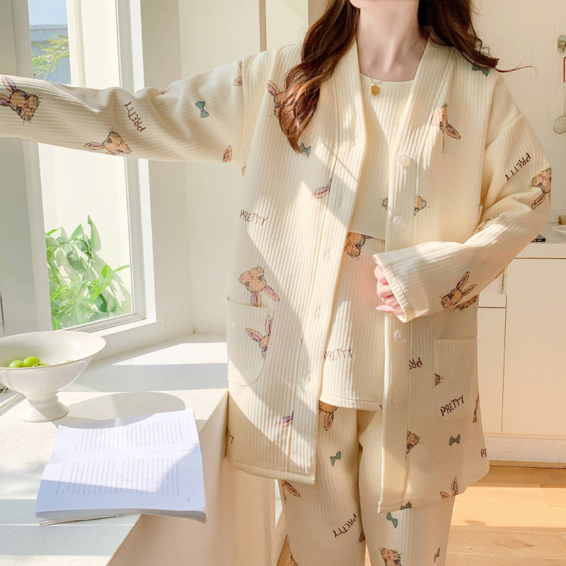 Po pôrode pyžamová sada na dojčenie, jeseň-zima, tri diely, polyester, hrubá látka, dlhé rukávy, dlhé nohavice