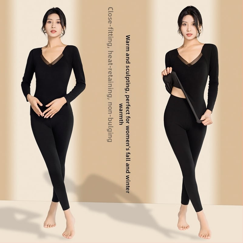 Дълъг ръкав графеново нагряван термо комплект с вградени подплънки за бюста, леггинси и топ