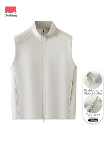 Pánska tenká vesta so stojacim golierom a zipsom – vetruodolná, vodoodolná, bez rukávov