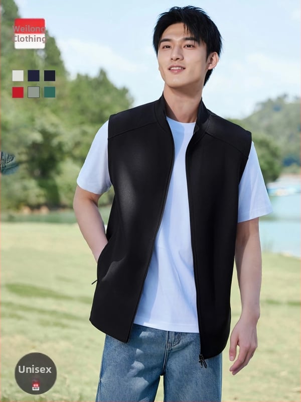 Pánska tenká vesta so stojacim golierom a zipsom – vetruodolná, vodoodolná, bez rukávov