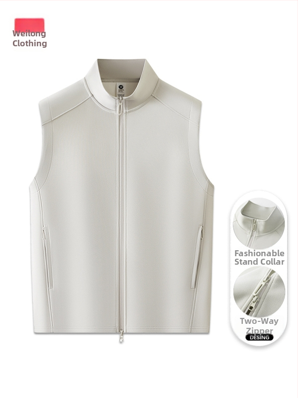 Pánska tenká vesta so stojacim golierom a zipsom – vetruodolná, vodoodolná, bez rukávov