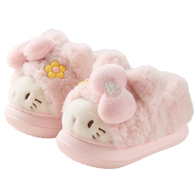 Dječje pamučne papuče za kuću, gornji dio od flisa, EVA đon, kartunski uzorak, stil nošenja: bootie/papuča