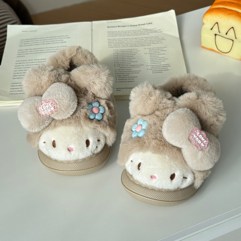 Dječje pamučne papuče za kuću, gornji dio od flisa, EVA đon, kartunski uzorak, stil nošenja: bootie/papuča
