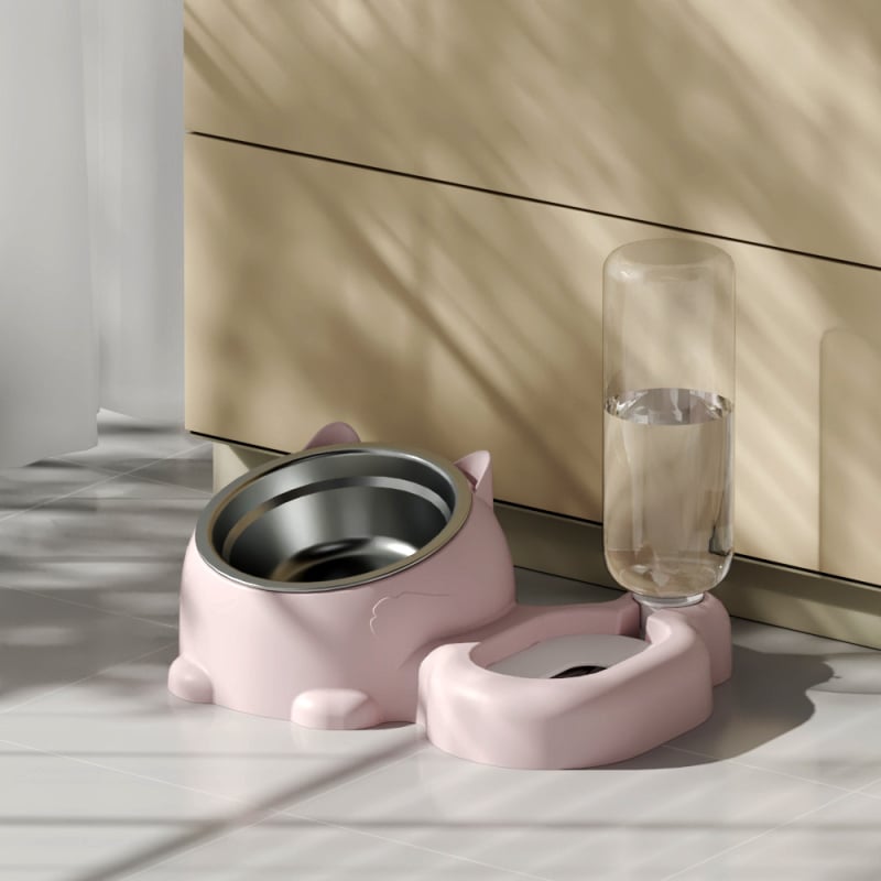 Dvojitá miska pre mačky a mačiatka – miska na krmivo a miska na vodu