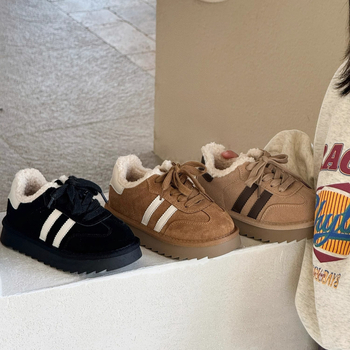 Detské tenisky s Velcro - vrchný PU, gumová podrážka, hrubé, teplé