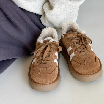 Detské tenisky s Velcro - vrchný PU, gumová podrážka, hrubé, teplé