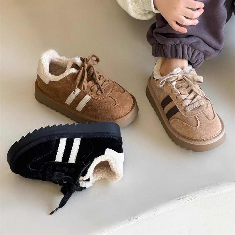 Detské tenisky s Velcro - vrchný PU, gumová podrážka, hrubé, teplé