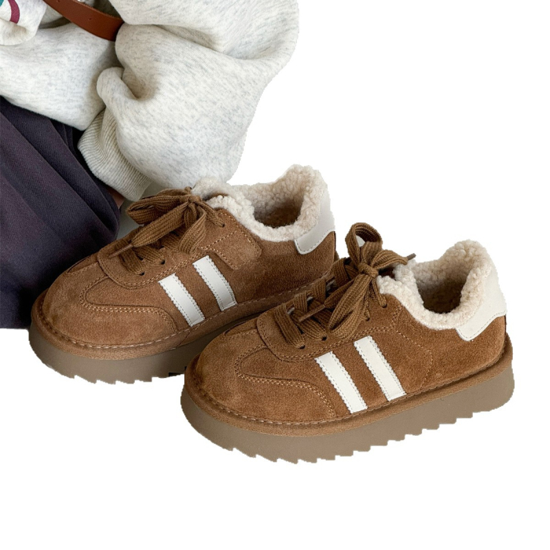 Detské tenisky s Velcro - vrchný PU, gumová podrážka, hrubé, teplé