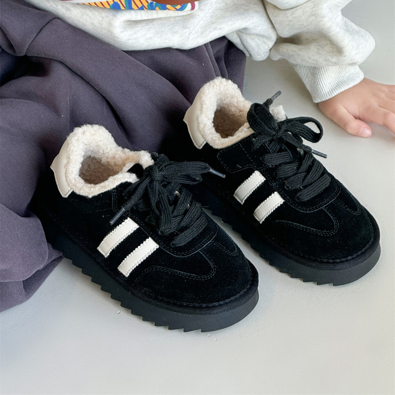 Detské tenisky s Velcro - vrchný PU, gumová podrážka, hrubé, teplé