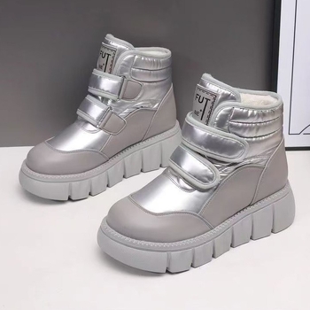 Dievčenské zimné topánky s fleecovou podšívkou, vodeodolné, vrchná časť z mikrovlákna, hrubá podrážka, suchý zips