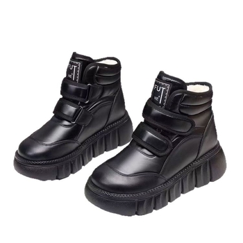 Dievčenské zimné topánky s fleecovou podšívkou, vodeodolné, vrchná časť z mikrovlákna, hrubá podrážka, suchý zips